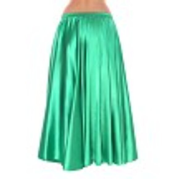 Green Satin Belly Dance Costume Skirt - Picture 3 of 3